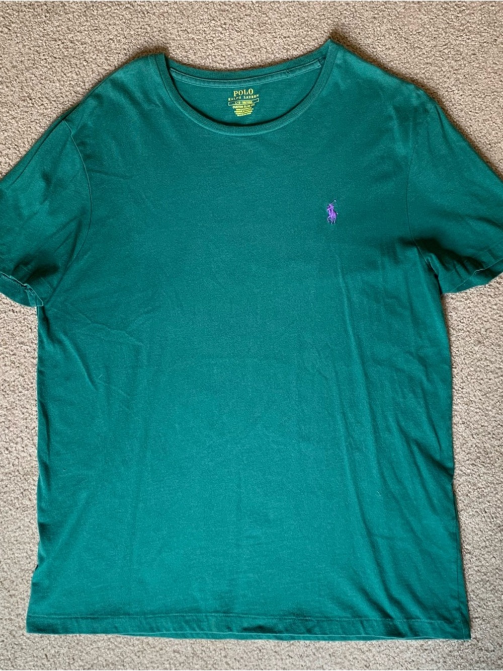 Polo Ralph Lauren Short Sleeve T-Shirt Green Crew Neck Top Youth Size Large
